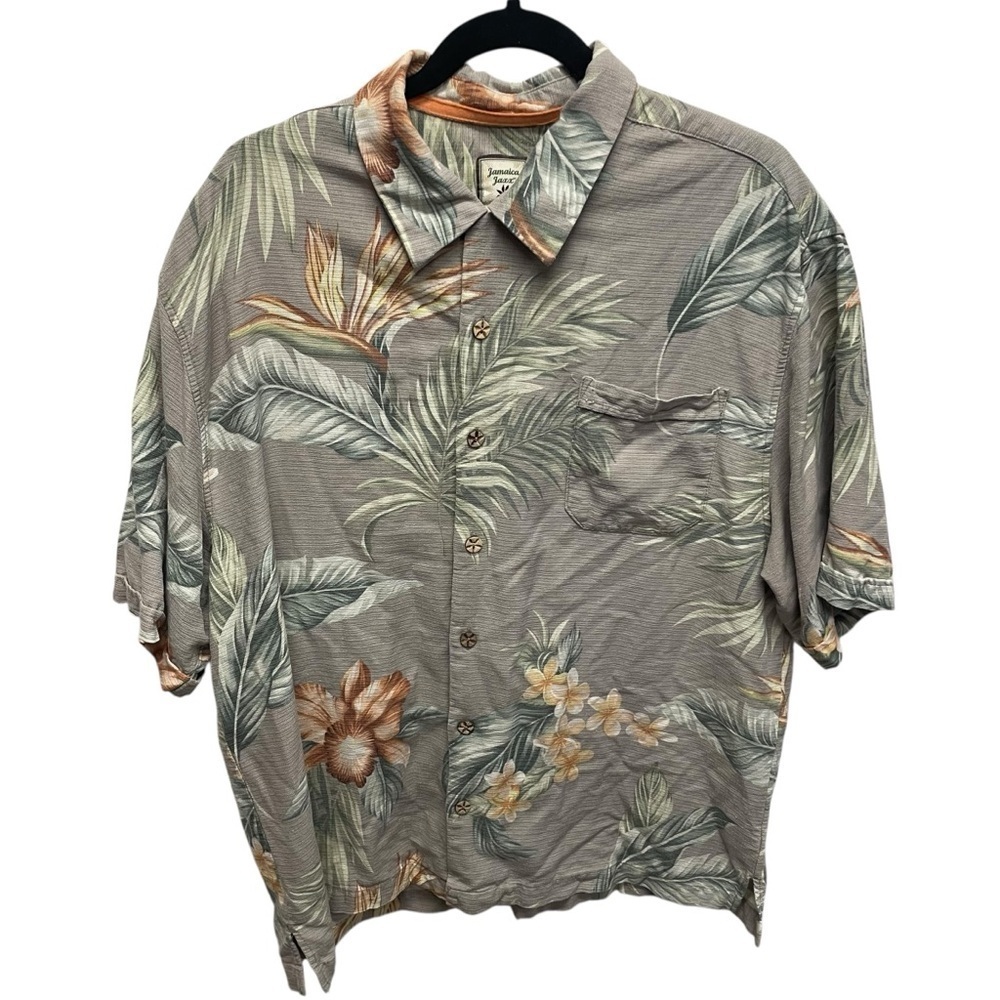 Jamaica Jaxx men’s Hawaiian silk shirt button up short sleeve XL vacation